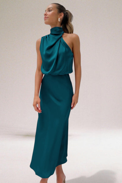 Zora™ - Glamouröses Satinkleid mit Neckholder