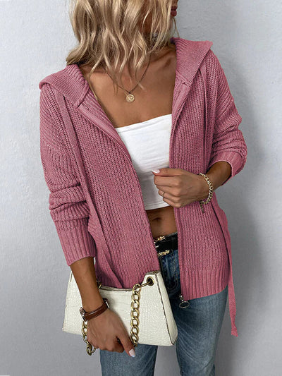 GITTA - LOCKERE STRICKJACKE MIT KAPUZE