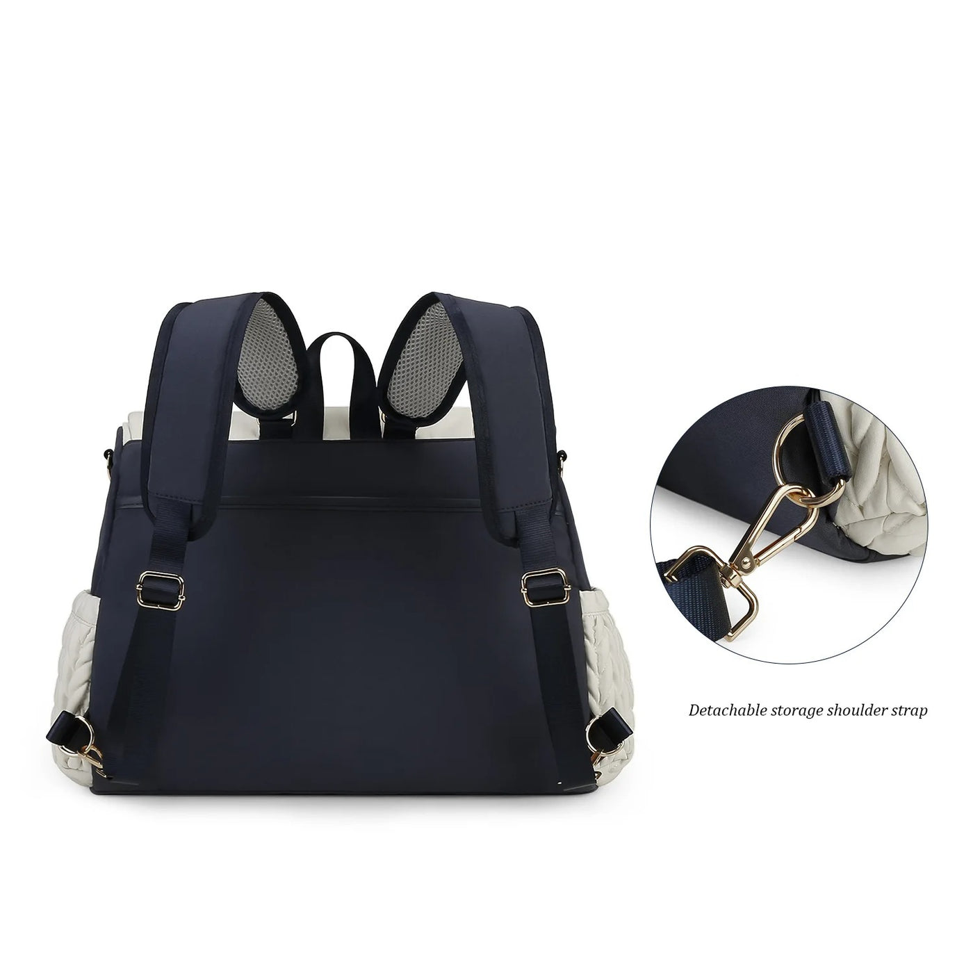 Leni™ - Stilvoller Wickelrucksack in Beige/Marineblau