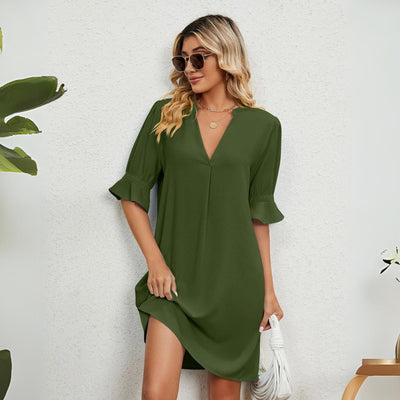 Ester™ - Bequemes V-Ausschnitt Kleid