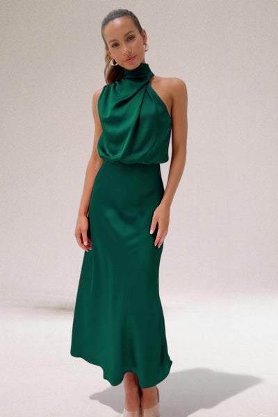 Zora™ - Glamouröses Satinkleid mit Neckholder