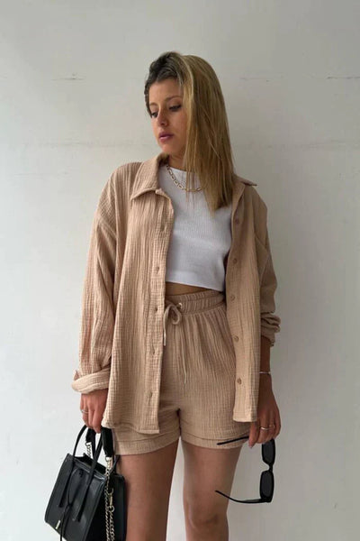 Nina™ - Modernes Cord-Set mit Oversize-Hemd