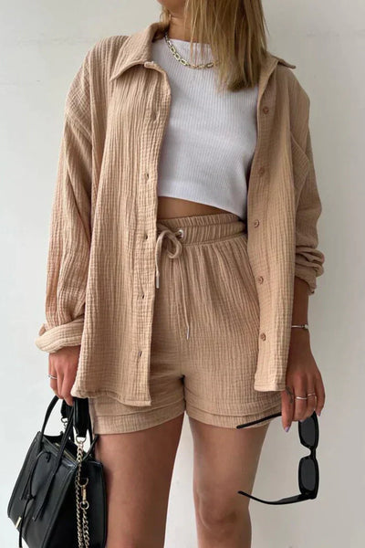 Nina™ - Modernes Cord-Set mit Oversize-Hemd
