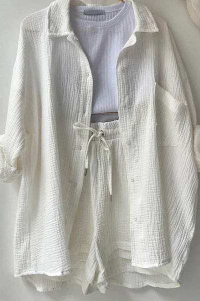 Nina™ - Modernes Cord-Set mit Oversize-Hemd