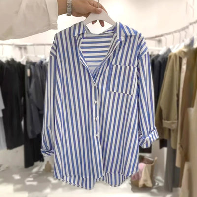 Clara™ - Lässige Oversize-Bluse mit Streifenmuster