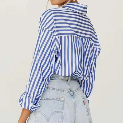 Clara™ - Lässige Oversize-Bluse mit Streifenmuster