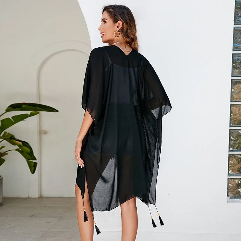 Celeste™ Oversized Strand Kimono | Lockerer Cover-Up | Minimalistische Strandmode
