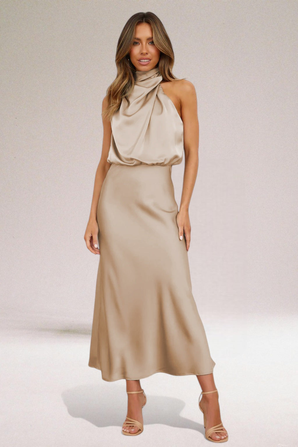 Zora™ - Glamouröses Satinkleid mit Neckholder