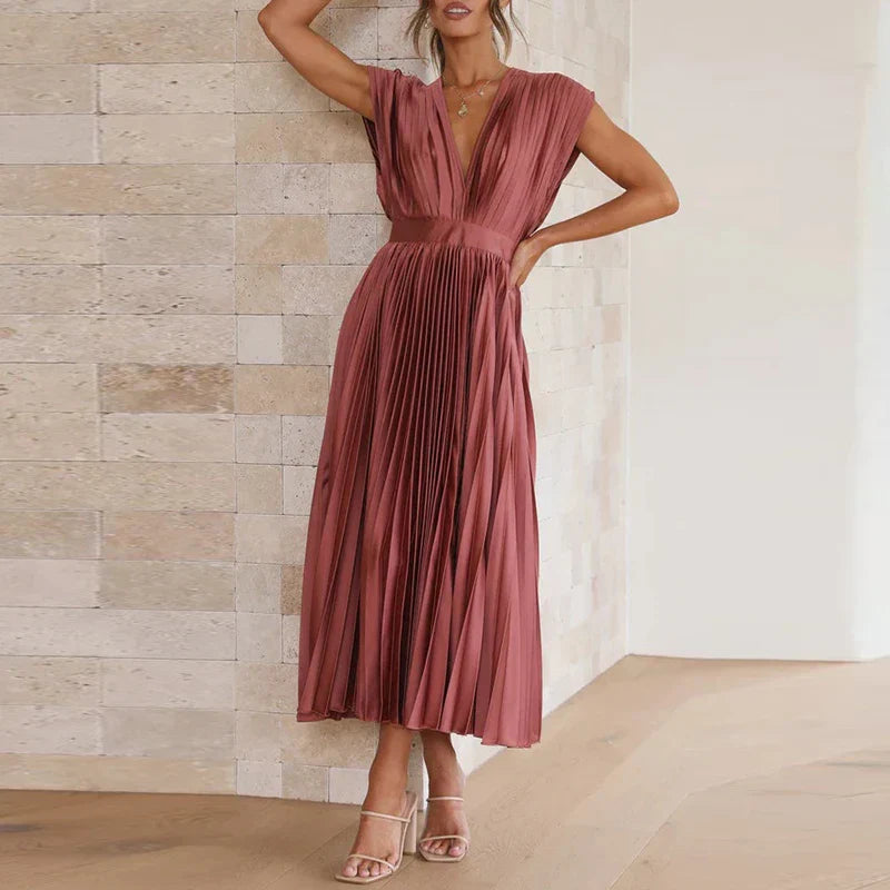 Aroa™ - Langes plissiertes Kleid für besondere Momente