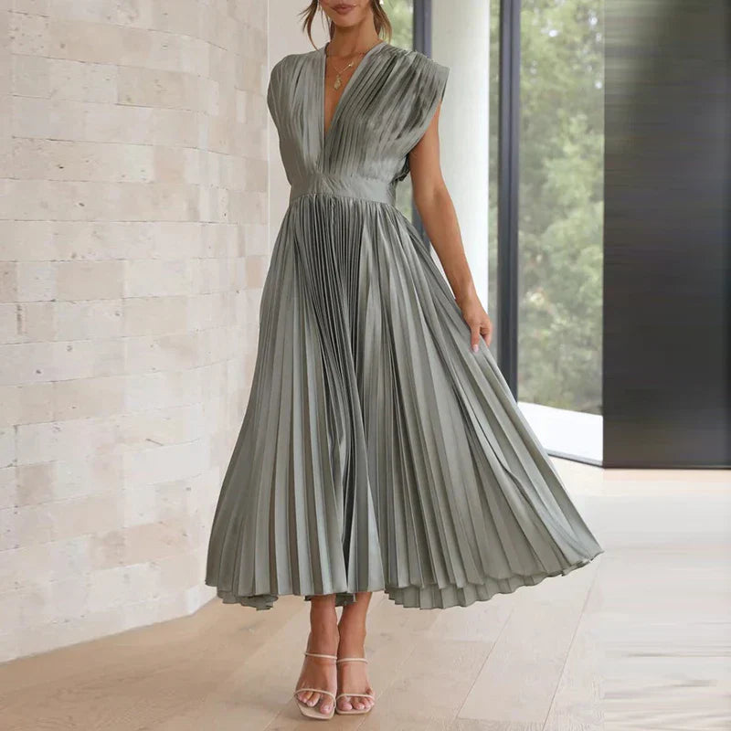 Aroa™ - Langes plissiertes Kleid für besondere Momente