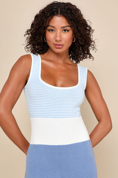 Cozy™ - Gestreiftes Midi Strickkleid