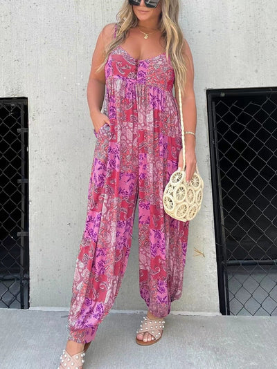 Isabella™ - Sommerlicher Paisley-Jumpsuit mit Spaghettiträgern