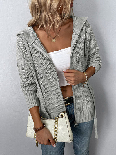 GITTA - LOCKERE STRICKJACKE MIT KAPUZE