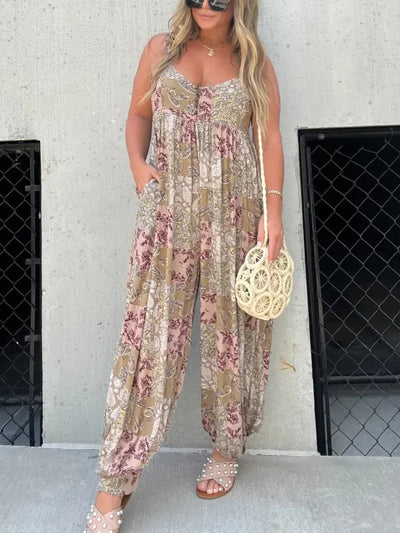 Isabella™ - Sommerlicher Paisley-Jumpsuit mit Spaghettiträgern