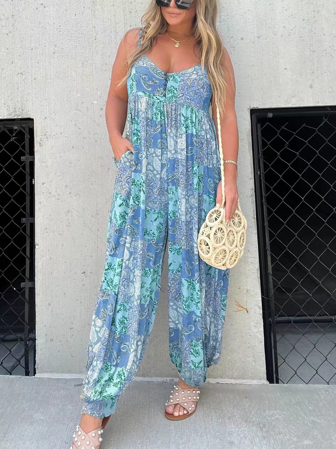 Isabella™ - Sommerlicher Paisley-Jumpsuit mit Spaghettiträgern