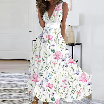 Romy™ - Elegantes Blumenmuster Kleid mit V-Ausschnitt