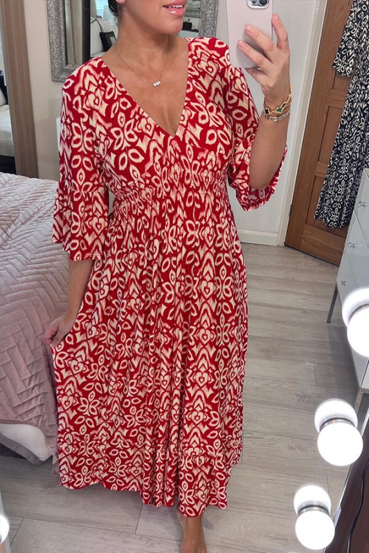 Frida™ - Stilvolles Kleid mit V-Ausschnitt und trendigem Druck