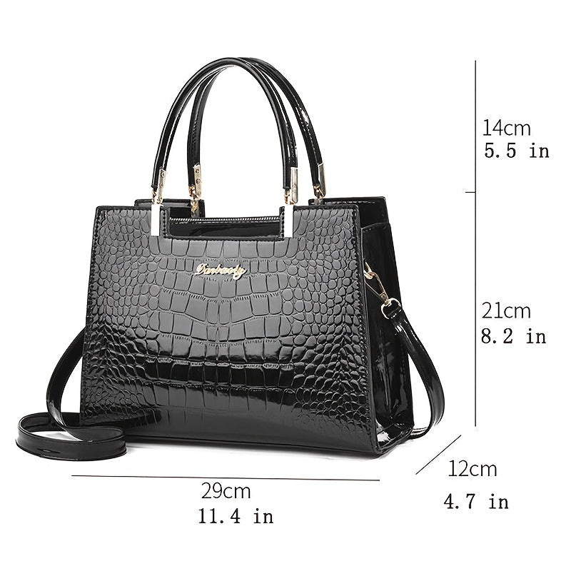 Melinda™ - Elegante Handtasche mit glänzendem Krokodilmuster