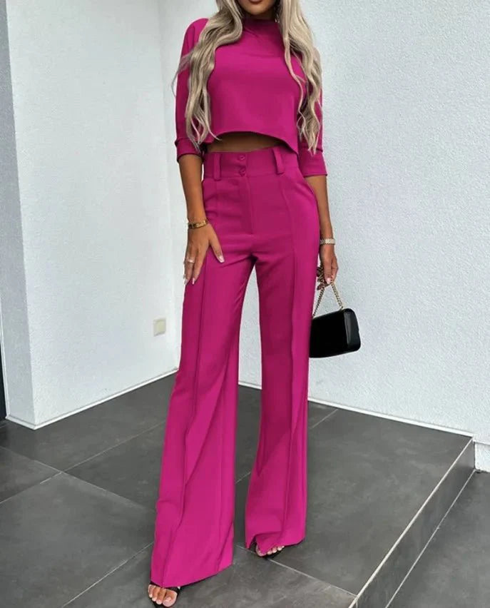 Merida™ - Stylisches Cropped Oberteil und Hose Set für einen trendigen Look