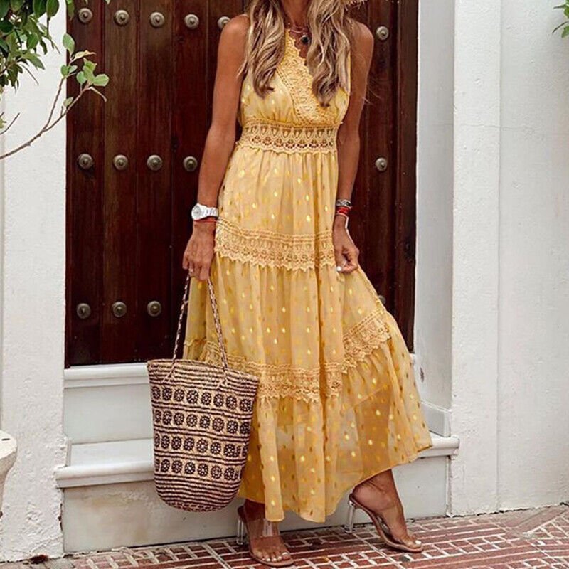 Noa™ - Boho-Stil Spitzen-Maxikleid für einen lässigen und eleganten Look