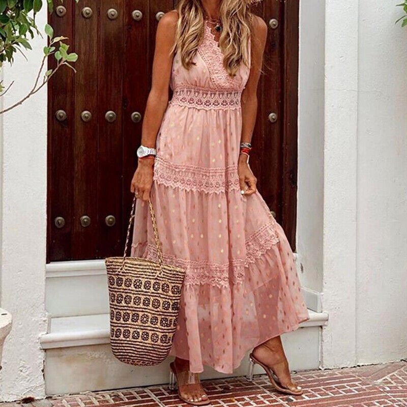 Noa™ - Boho-Stil Spitzen-Maxikleid für einen lässigen und eleganten Look