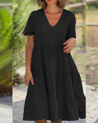 Rieke™ - Elegant Fließendes Kleid mit V-Ausschnitt für einen stilvollen Look