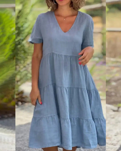 Rieke™ - Elegant Fließendes Kleid mit V-Ausschnitt für einen stilvollen Look