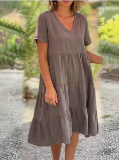 Rieke™ - Elegant Fließendes Kleid mit V-Ausschnitt für einen stilvollen Look