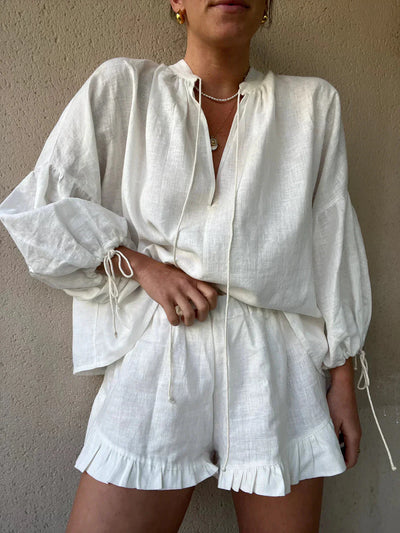Romina™ - Stylisches Lose Bluse und Shorts im Set für einen trendigen Look