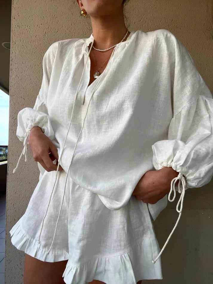 Romina™ - Stylisches Lose Bluse und Shorts im Set für einen trendigen Look