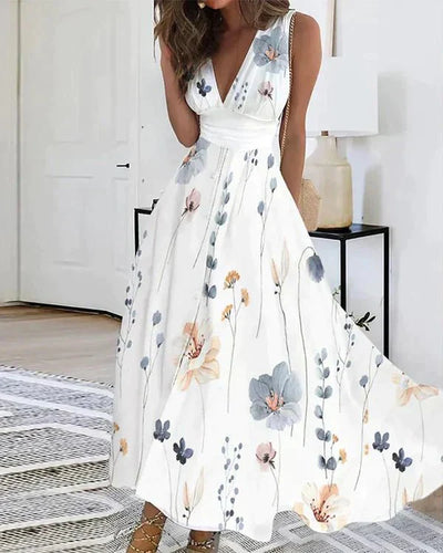Romy™ - Elegantes Blumenmuster Kleid mit V-Ausschnitt