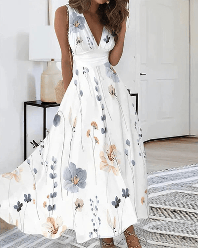 Romy™ - Elegantes Blumenmuster Kleid mit V-Ausschnitt