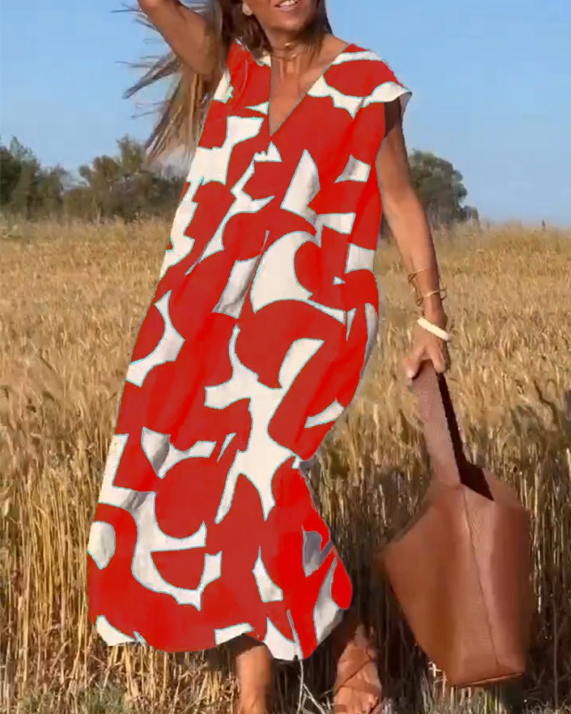 Zoey™ - Lose Bedrucktes Maxikleid – Stilvoller Komfort für Deinen Alltag