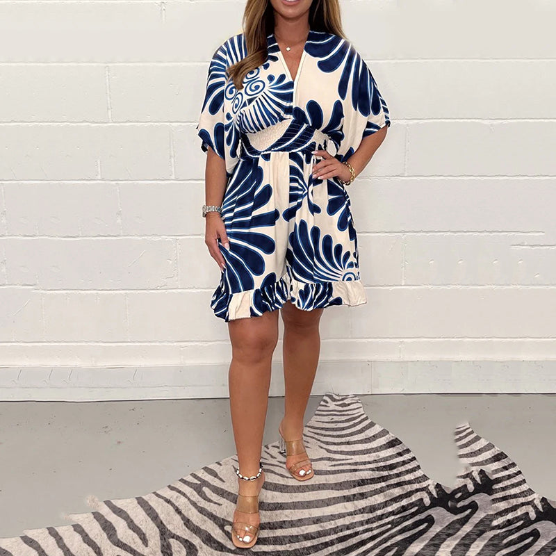 Lana™ - Sommerliches Kimono-Kleid mit Rüschensaum