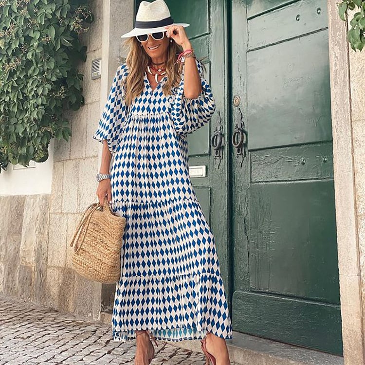 Bella™ - Mediterranes Maxikleid mit V-Ausschnitt