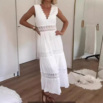 Emine™ - Langes Kleid mit V-Ausschnitt