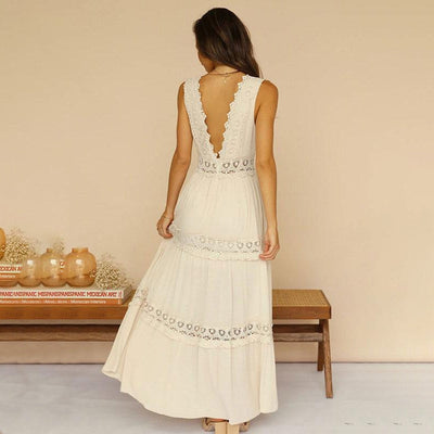 Emine™ - Langes Kleid mit V-Ausschnitt