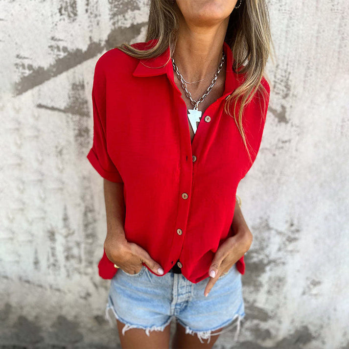 EDELTRAUD - LOCKERE BLUSE MIT KNÖPFEN