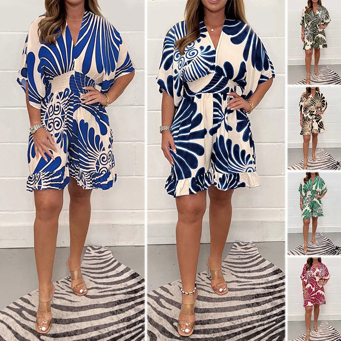 Lana™ - Sommerliches Kimono-Kleid mit Rüschensaum